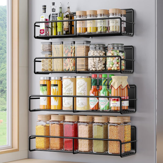 4 Pack Magnetic Spice Rack for Refrigerator, Magnetic Shelf Fridge Organizer for Kitchen Storage