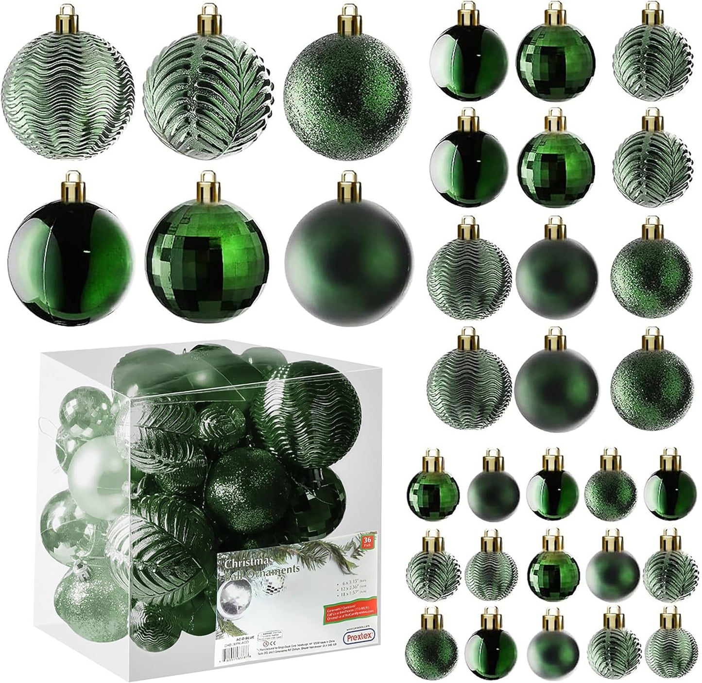 Prextex Christmas Tree Ornaments - Emerald Green Christmas Ball Ornaments Set for Christmas