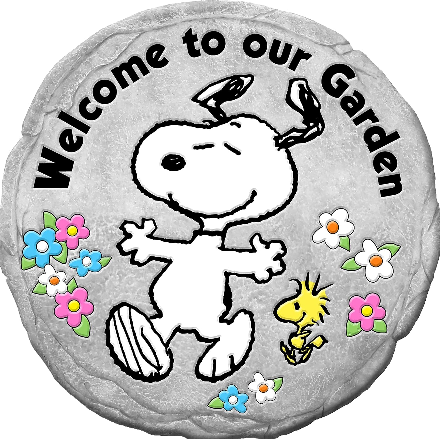 Spoontiques - Peanuts Welcome Stepping Stone - Decorative Garden Stone for Yard, Patio, Garden or