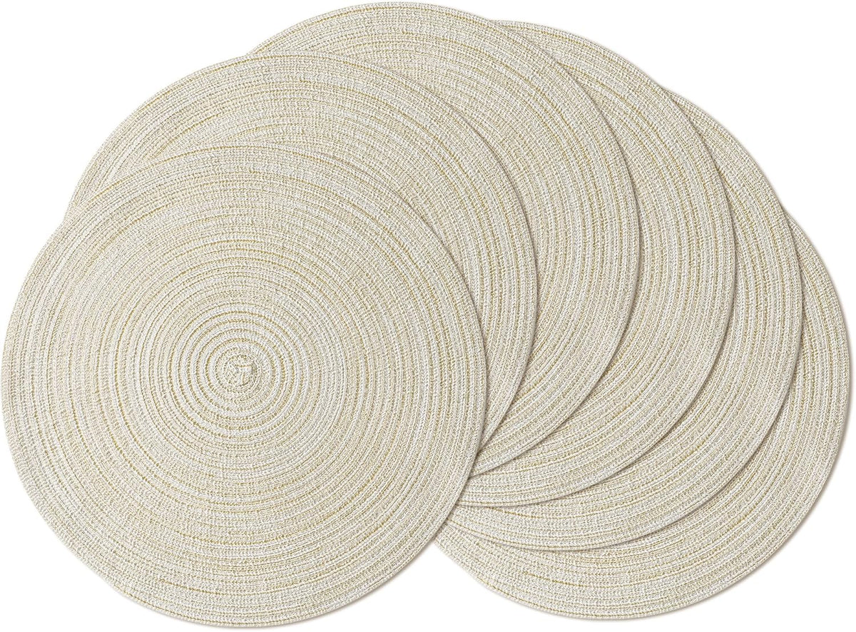 Leetaltree Round Placemats Heat and Slip Resistant Cotton Table Mats, Washable Bohemian Placemats