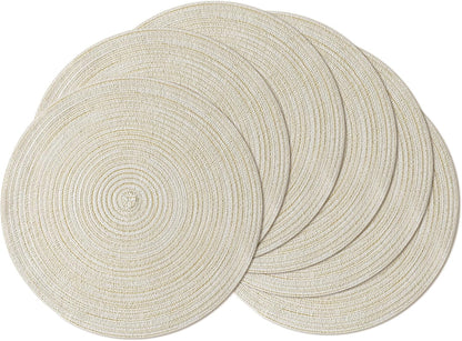 Leetaltree Round Placemats Heat and Slip Resistant Cotton Table Mats, Washable Bohemian Placemats