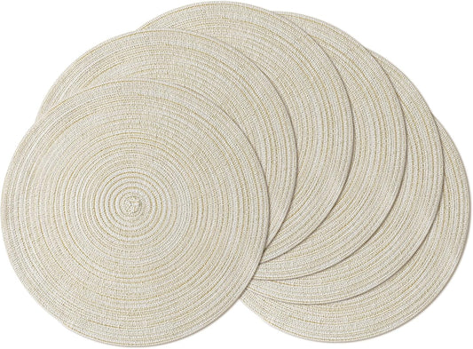 Leetaltree Round Placemats Heat and Slip Resistant Cotton Table Mats, Washable Bohemian Placemats