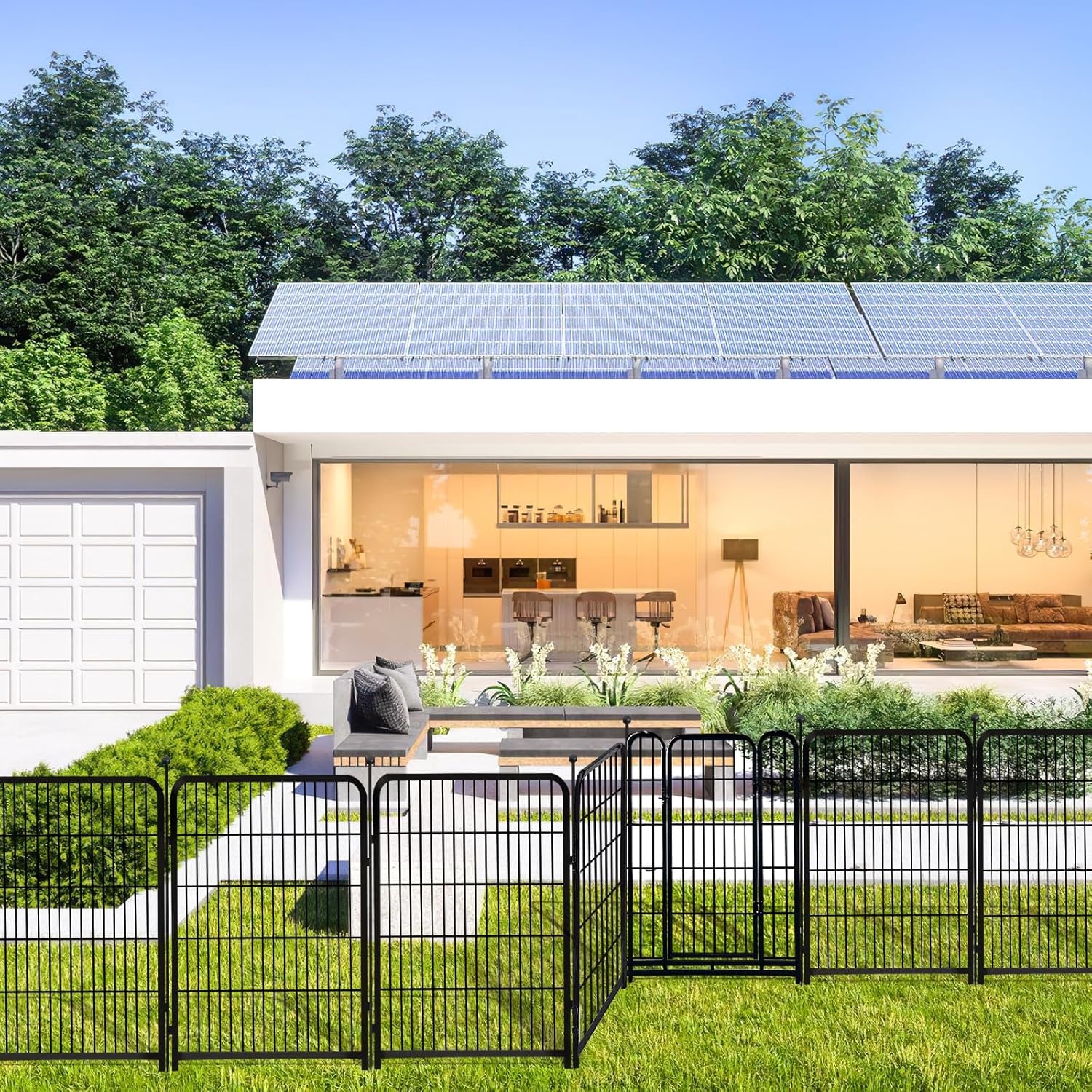 Garden Fence with Gate 36 in(H)×27 in(L) 14 Panels Total 31 Ft(L), Garden Fences and Borders for