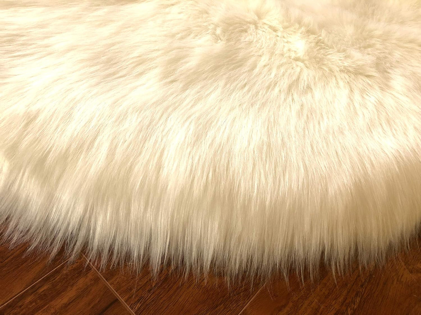 LAMBZY Faux Sheepskin Hypoallergenic Free Shape Shag Rug, Luxury Shaggy Silky Plush Carpet for