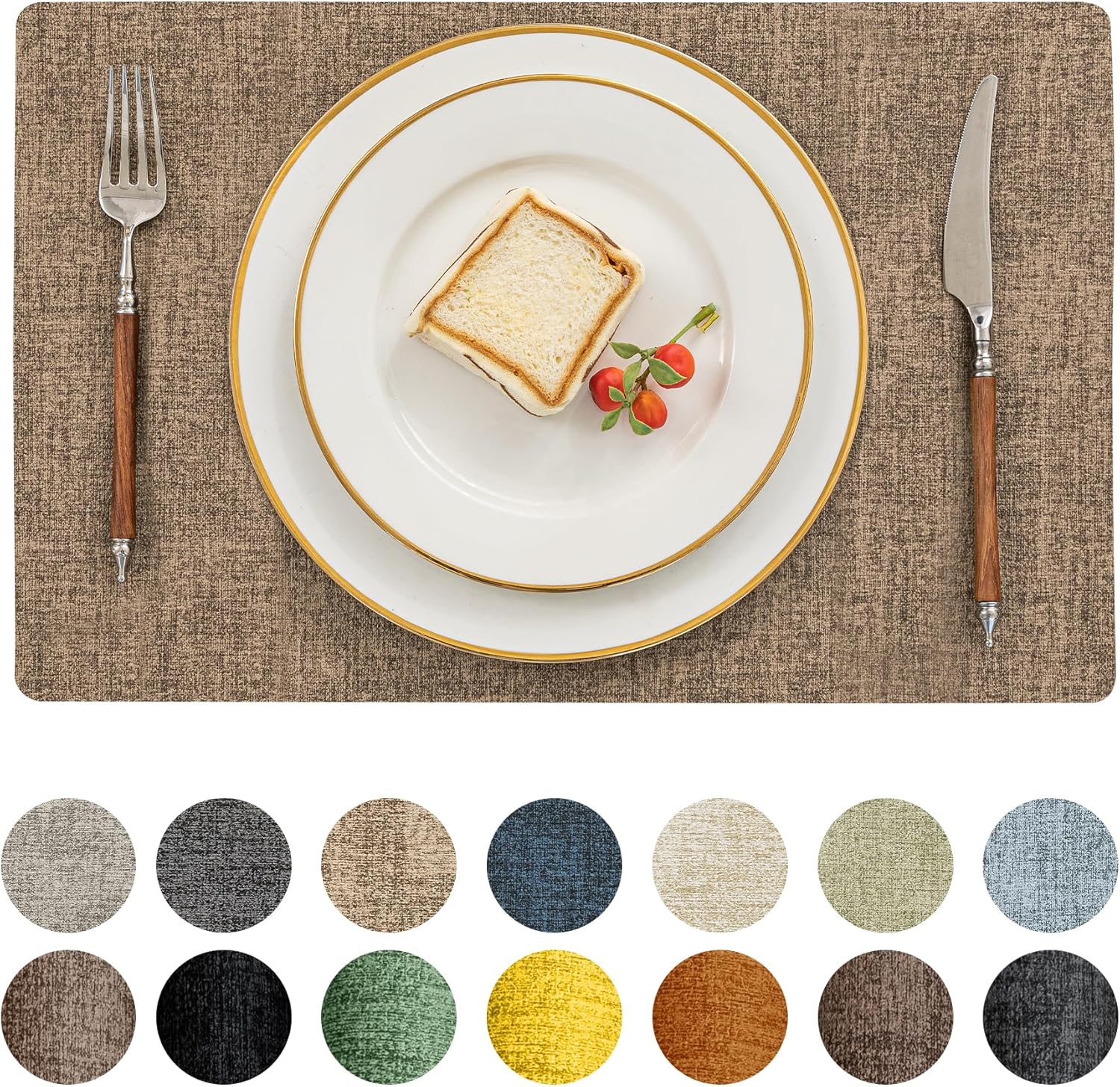 Romanstile Vinyl Placemats Set of 4-12 X 18 Inch - Heat Resistant Place Mats 100% Waterproof