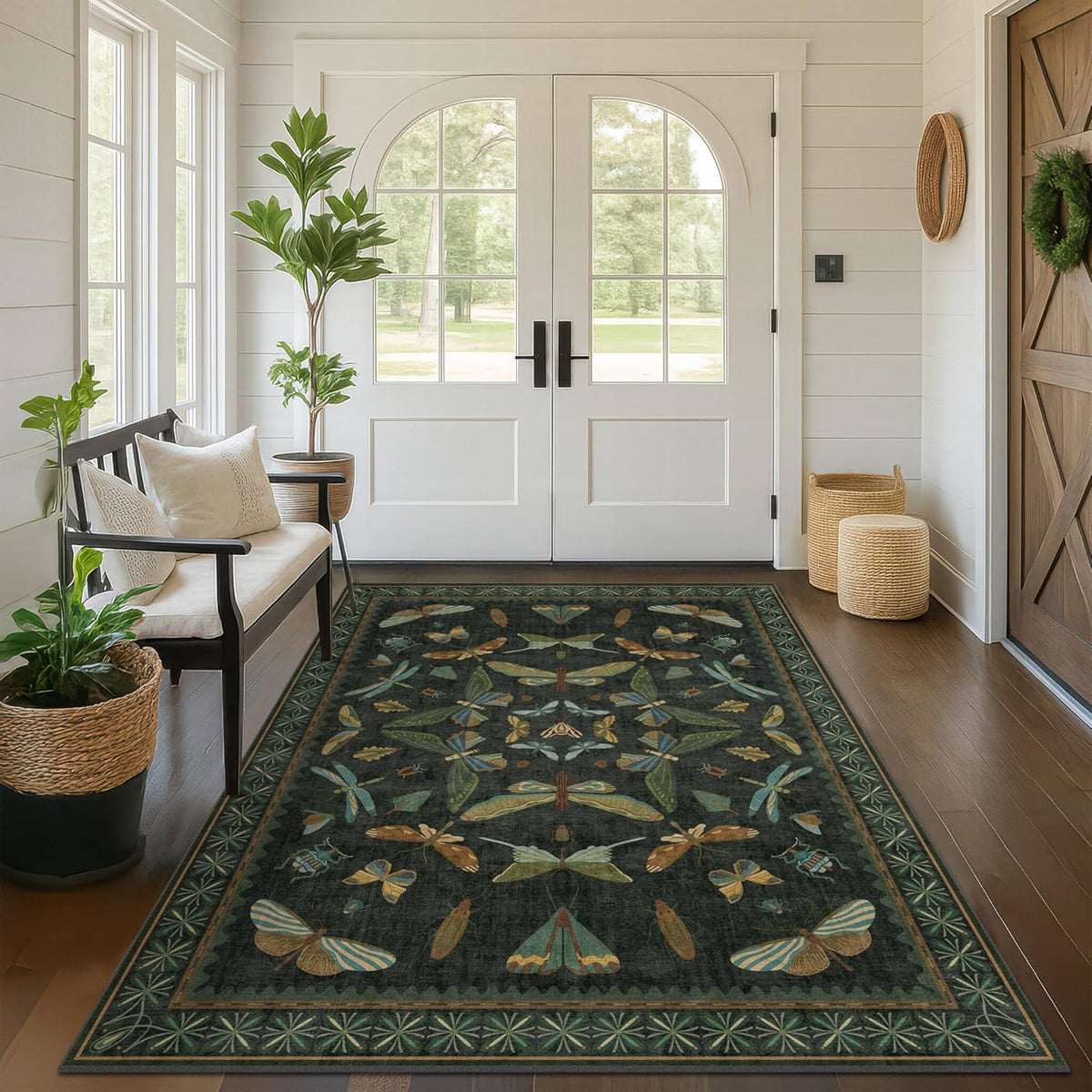 Green Area Rugs 5x7 for Living Room - Fairy Fantasy Moss Rugs for Dining Room Table, Bedroom
