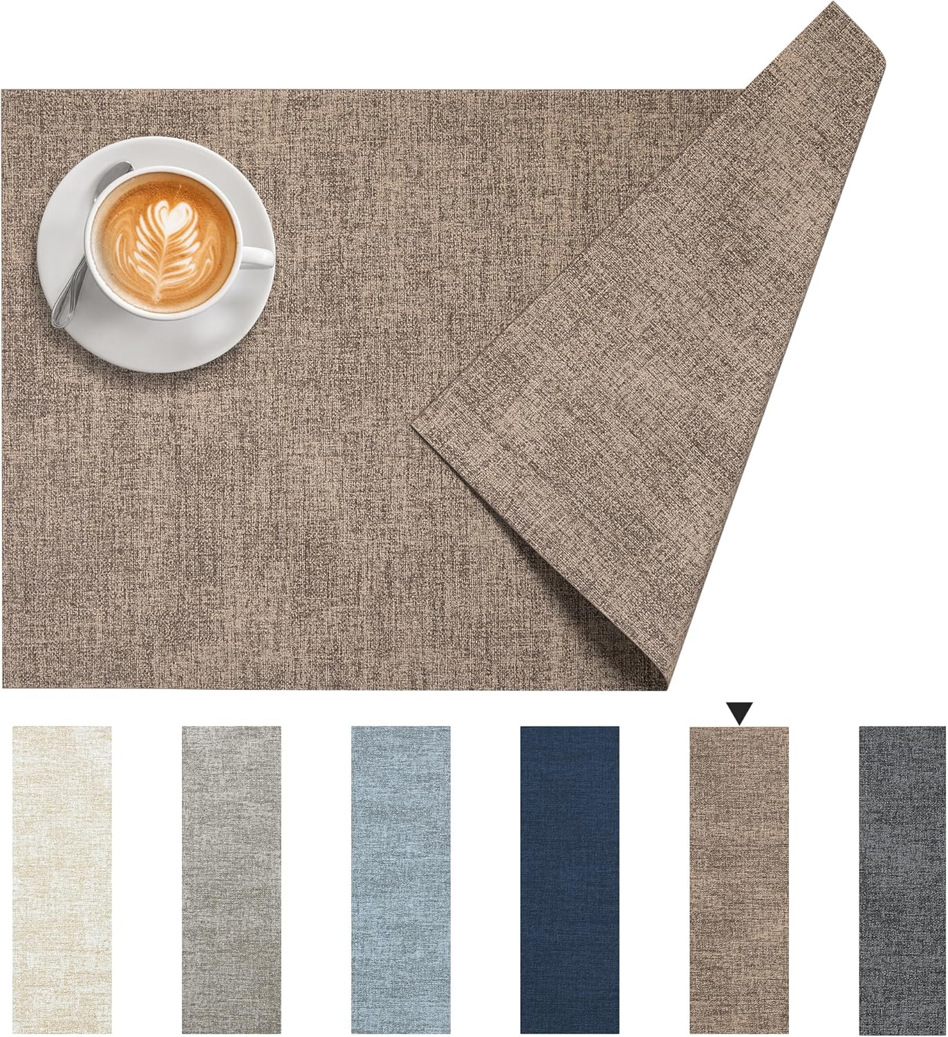 DOLOPL Placemats Set of 8, Reversible Wipeable & Heat Resistant Place Mats, Modern Faux Leather