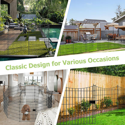 10 Panels Garden Fence Dog Fence Outdoor for Yard, 40in H x 23.6ft L Rustproof Metal Fencing with
