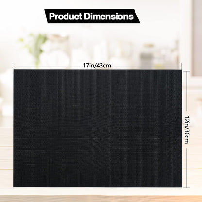 Black Placemats Set of 8 - Easy Clean Washable Vinyl Placemats - Heat Resistant Placemats for
