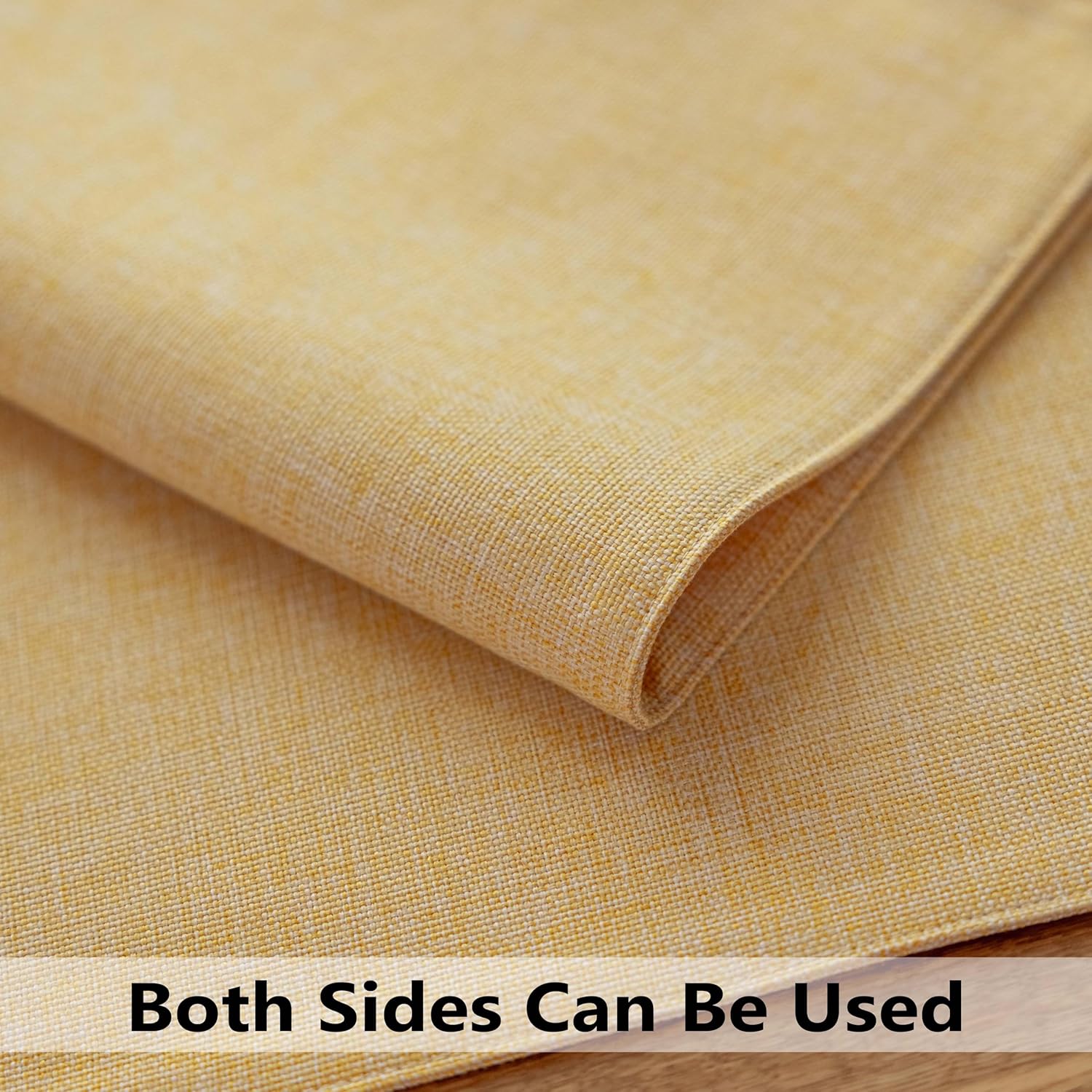 Demetex Yellow Placemats Set of 8 Linen Fabric Placemat Heat Resistant Washable Place Mats for