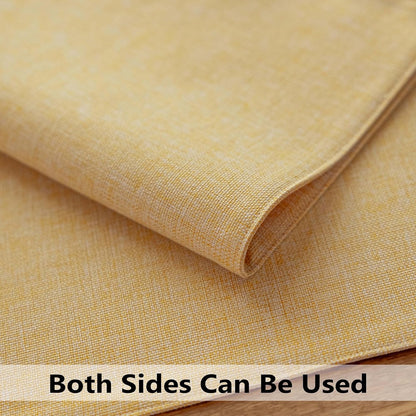 Demetex Yellow Placemats Set of 8 Linen Fabric Placemat Heat Resistant Washable Place Mats for