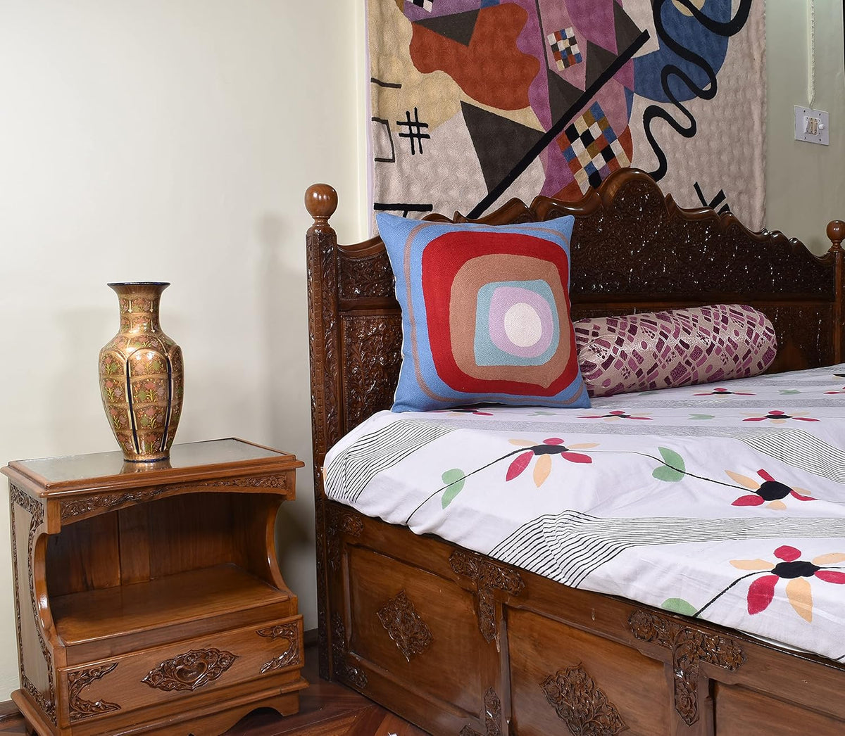 Kandinsky Modern Pillow Cover - Ruby Abstract Pillows | Contemporary Pillows | Mid Century Chair