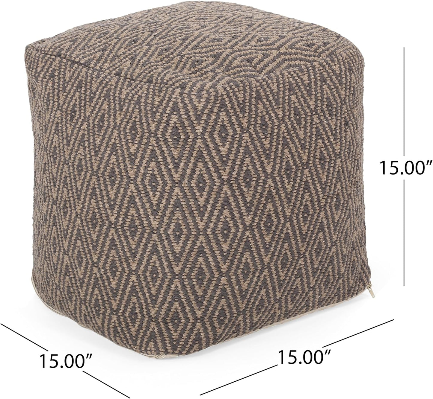 GDFStudio Boho Handmade Fabric Cube Pouf Ottoman Foot Stool - Bean Bag Floor Chair - Foot Rest