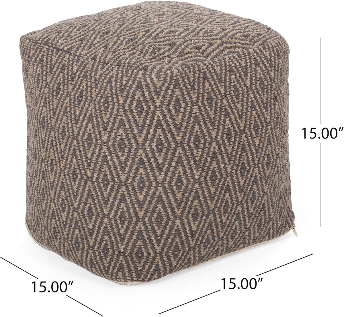 GDFStudio Boho Handmade Fabric Cube Pouf Ottoman Foot Stool - Bean Bag Floor Chair - Foot Rest