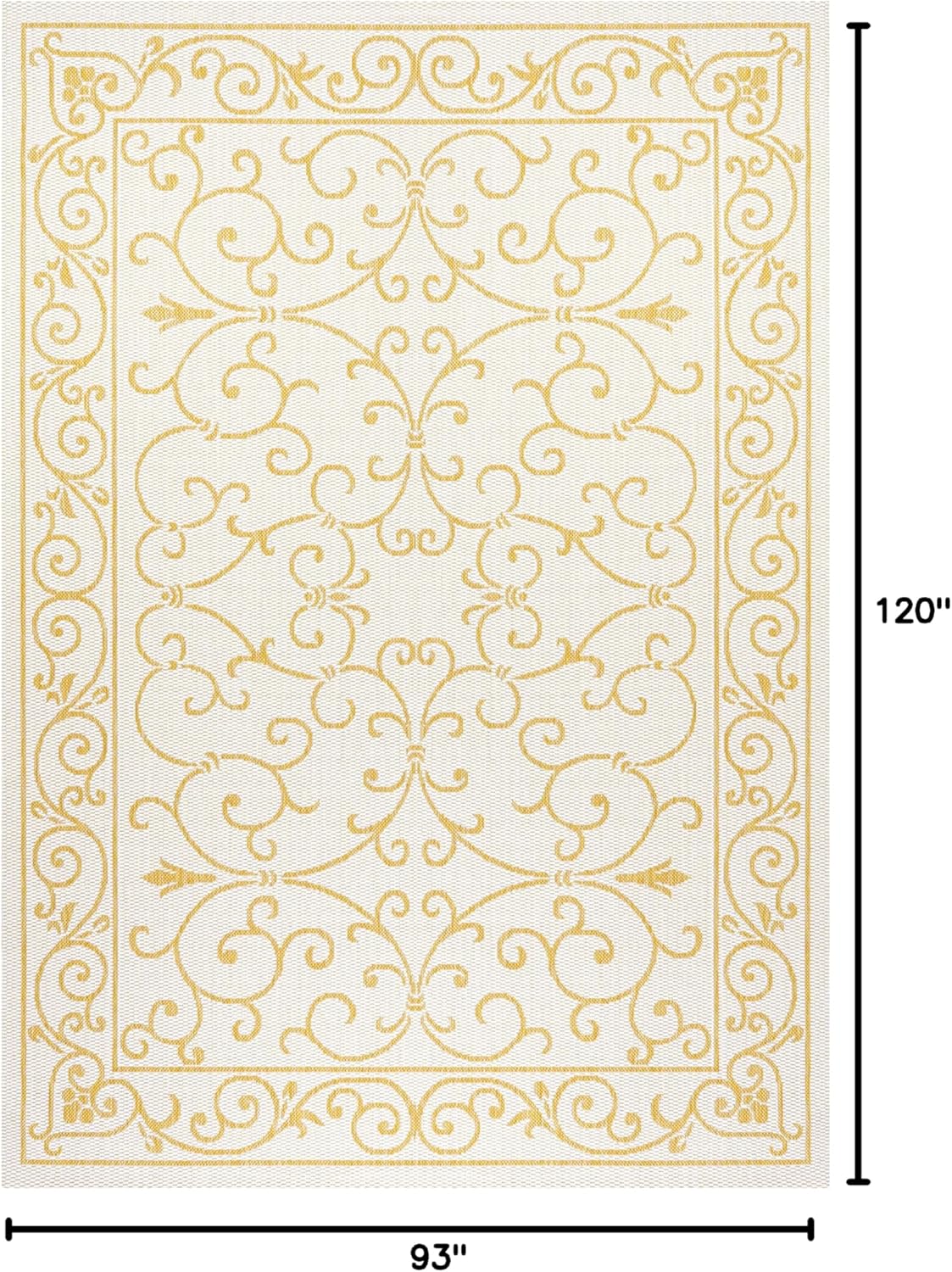 JONATHAN Y Vintage Filigree Indoor Outdoor Area Rug 8X10 Cream/Yellow, Charleston Textured Weave