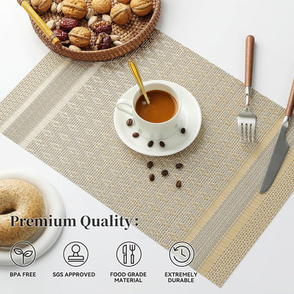 Leetaltree Stardust Yellow Placemats Set of 4 - Heat Resistant Non-Slip Place mats for Dining
