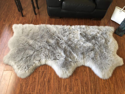 LAMBZY Faux Sheepskin Hypoallergenic Free Shape Silky Shag Rug, Luxury Shaggy Plush Carpet for