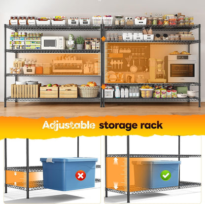 REIBII 2560LBS Storage Shelves 55.5"W Metal Shelving Unit 4 Tier Wire Shelving Commercial
