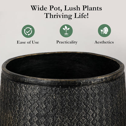 Worth Garden Large Round Planters Set of 2 (14.5"x17.5" & 12" x15“) - Lightweight Magnesium Oxide