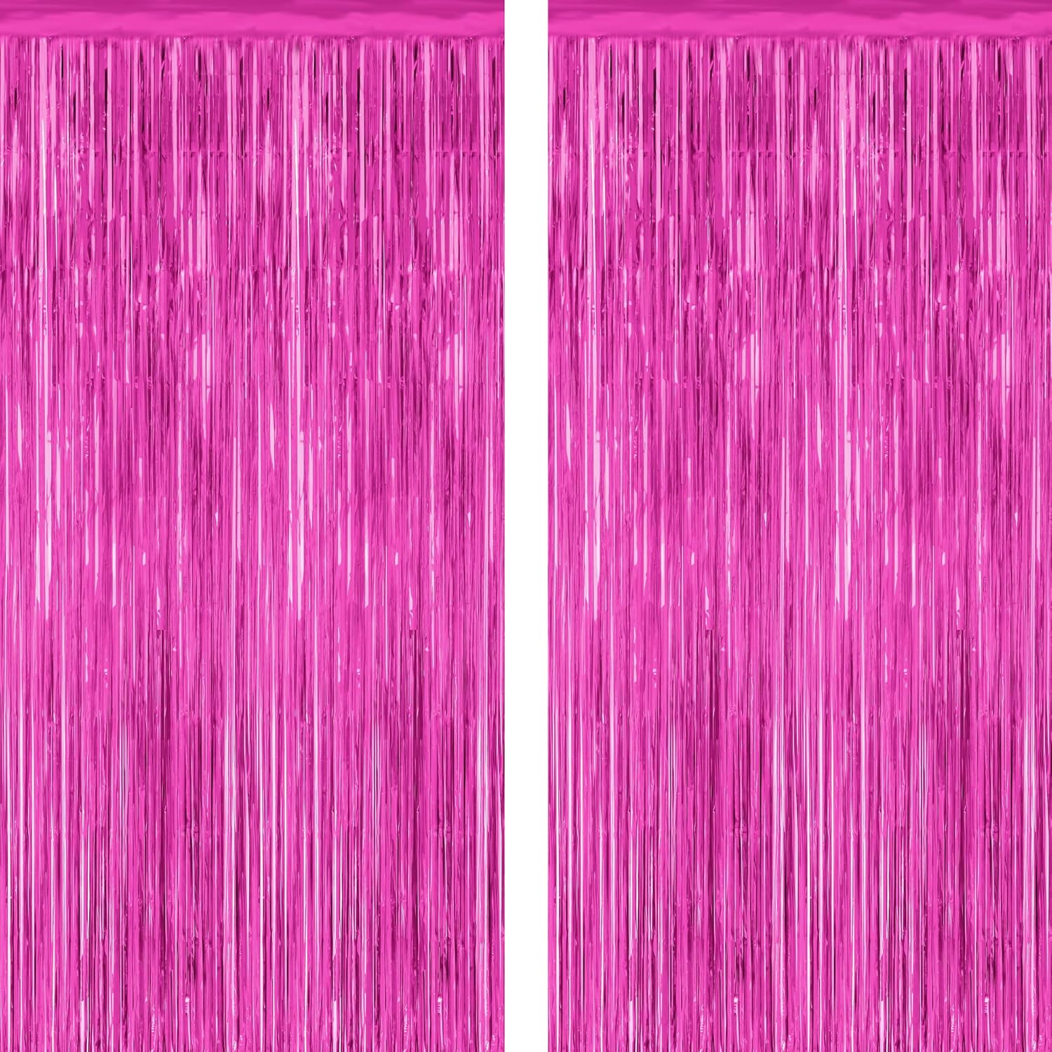 2 Pack Hot Pink Party Decorations, 3.28 FT x 7.05 FT Hot Pink Backdrop, Metallic Rose Red Photo