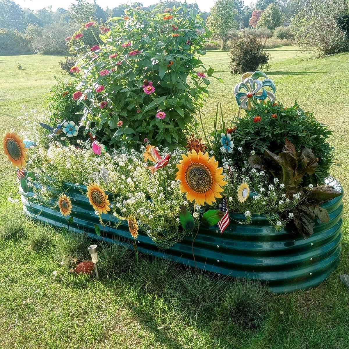 1 Pack 8x3x1.5FT Galvanized Raised Garden Bed Kit Oval Metal Ground Planter Box Outdoor Bottomless