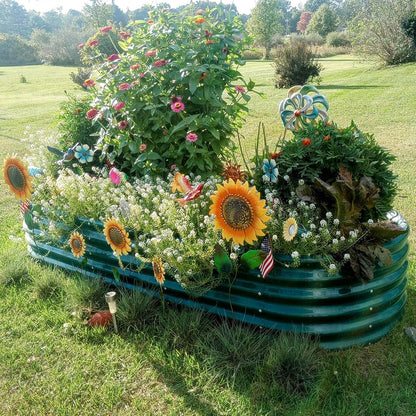 1 Pack 8x3x1.5FT Galvanized Raised Garden Bed Kit Oval Metal Ground Planter Box Outdoor Bottomless