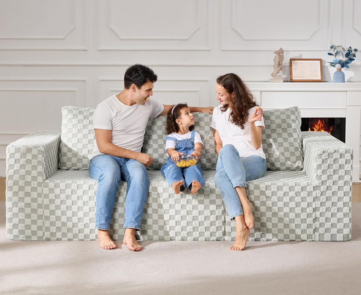 Modular Sectional Sofa 3-Seater Modular Couch with Deep Seat Memory Foam Cloud Chair with Pillows