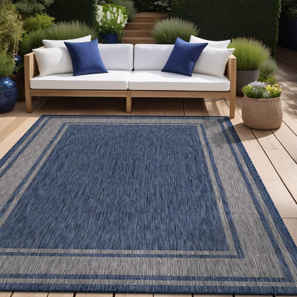 Beverly Rug Large Outdoor Rug 10x14 Modern Bordered Area Rugs for Indoor and Outdoor Patio Deck
