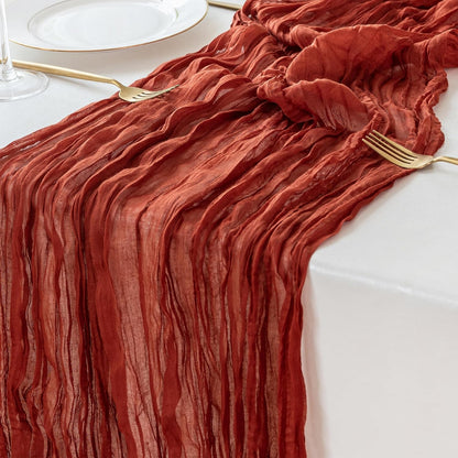 Sioloc Terracotta Table Cloth Cheesecloth Table Runner 10ft Rustic for Tea Wedding Party Baby