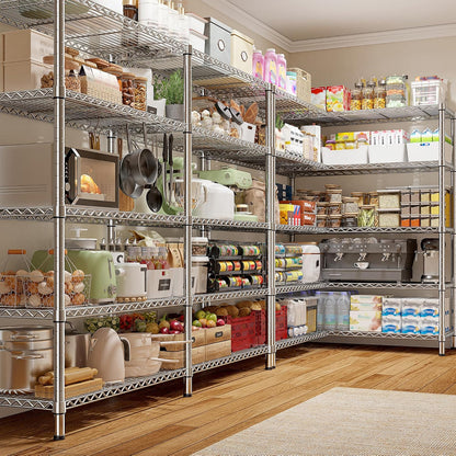 REIBII 1500LBS Storage Shelves 61.7''W Wire Shelving Unit 5 Tier Metal Shelving for Storage Rack