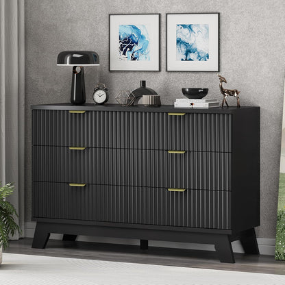 Fluted Dresser for Bedroom with 6 Drawers, 48" Wide Wooden Chest of Drawers with Metal Handle