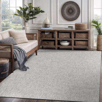 CAMILSON Easy Jute Rug 8x10, Indoor Outdoor Grey Color Area Rugs for Living Room Farmhouse Patio