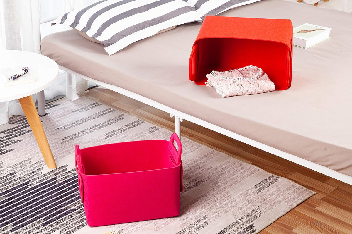 Minoisome Storage Basket Felt Storage Bin Collapsible& Convenient Box Organizer with Carry Handles