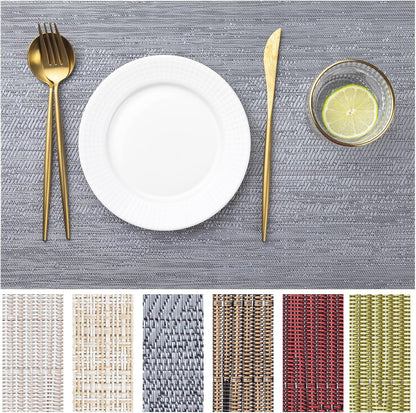 LEXMORE Placemats Set of 12 Vinyl/Plastic Woven Place Mats for Kitchen Table Indoor/Outdoor