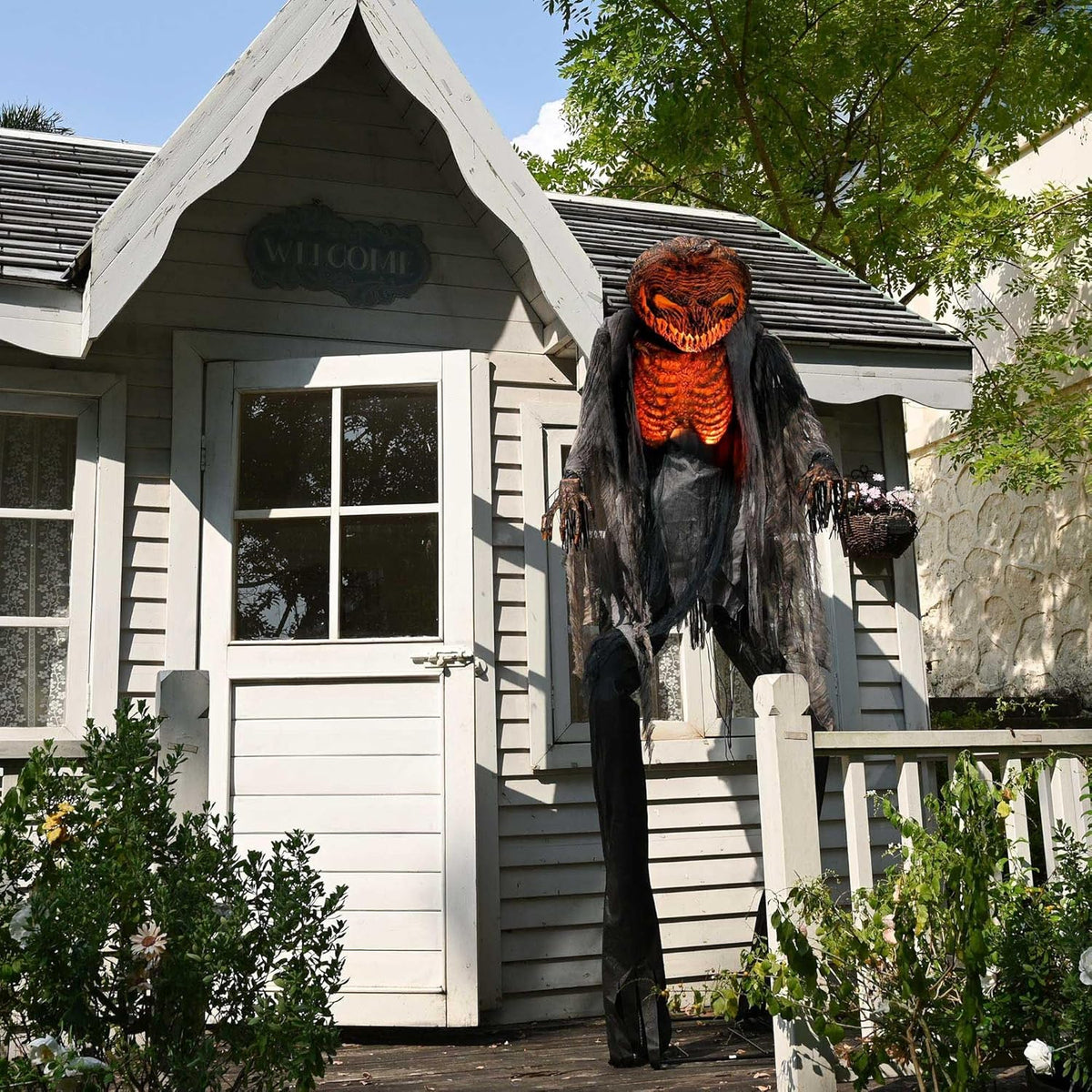 AW 7 Ft Scary Giant Large Animated Halloween Decorations Evil Monster Alien, Jack-O-Lantern Pumpkin