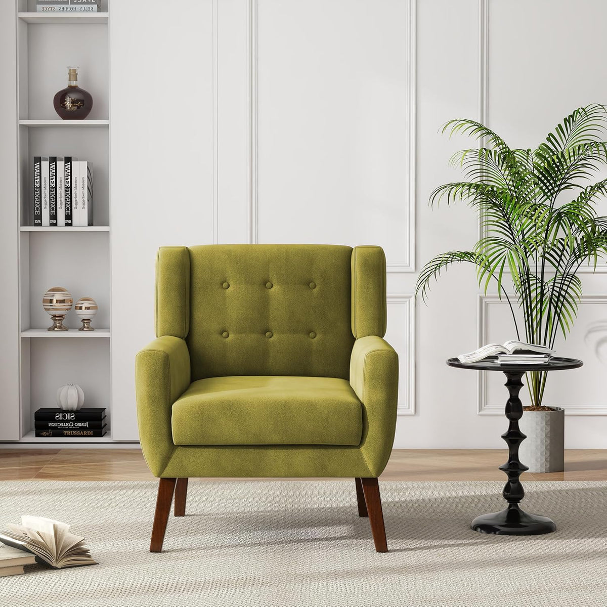 UIXE Accent Chair, Velvet Upholstered Armchair for Living Room, Modern Club Arm Chairs Comfy Single