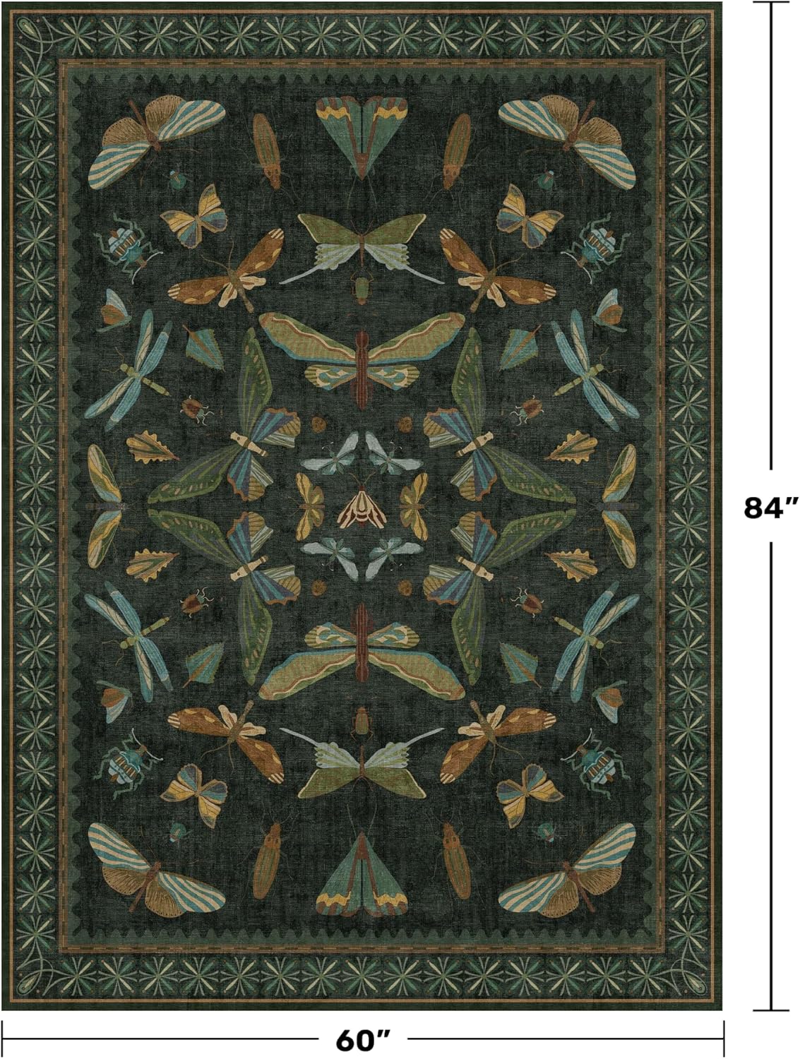 Green Area Rugs 5x7 for Living Room - Fairy Fantasy Moss Rugs for Dining Room Table, Bedroom