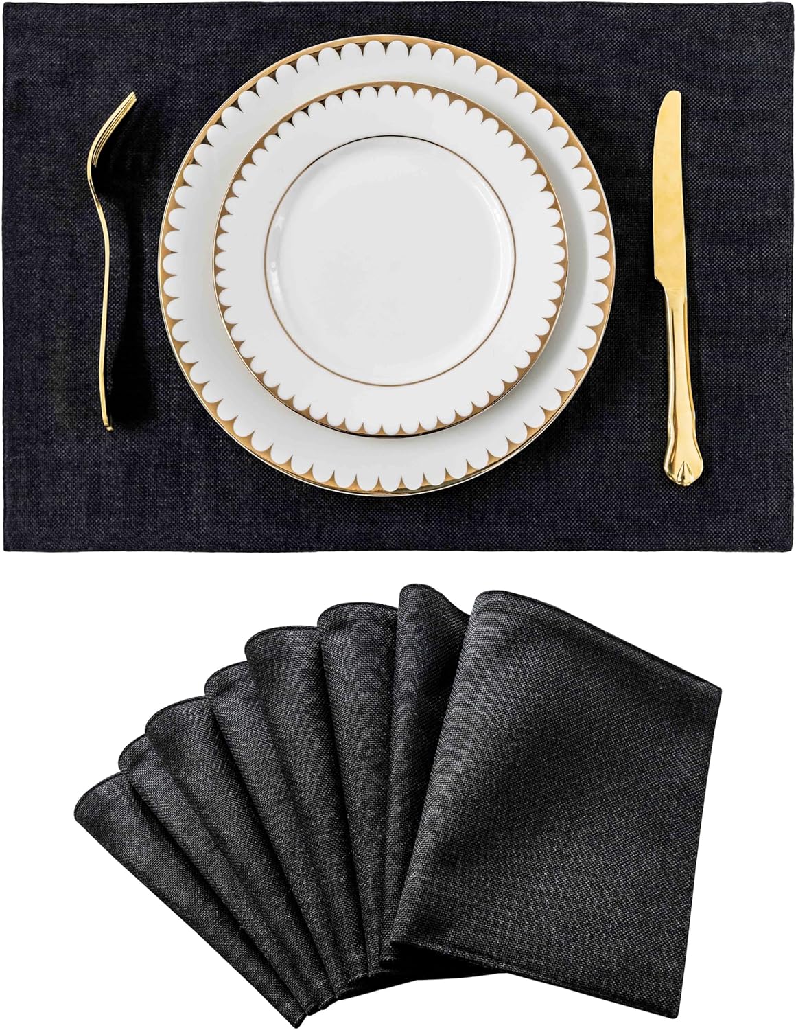 Home Brilliant Black Placemats Set of 8 Heat Resistant Halloween Table Mats Cloth Dining Spring