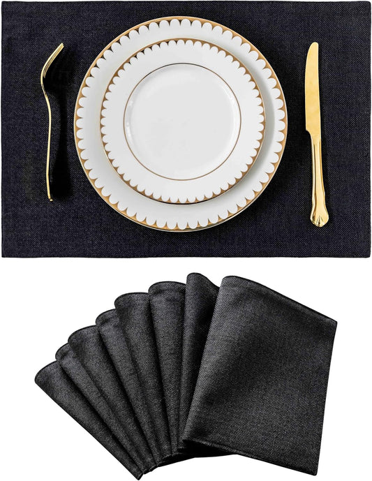 Home Brilliant Black Placemats Set of 8 Heat Resistant Halloween Table Mats Cloth Dining Spring