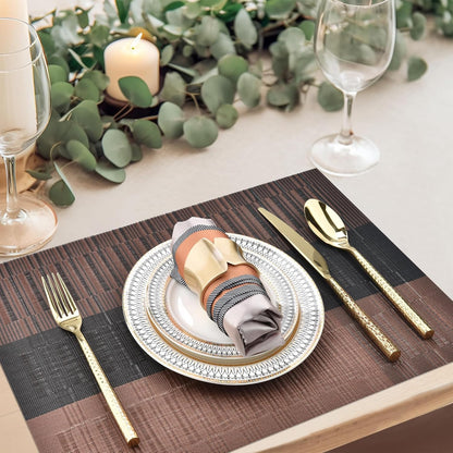 Placemats Set of 6 - Easy Clean Modern Durable Washable Vinyl Place Mats - Heat Resistant Placemats