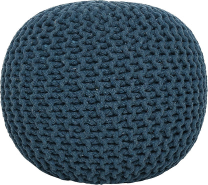 REDEARTH Round Pouf Bean Bag Ottoman - Foot Stool Hand Knitted - Home Decor Pouffe Stuffed - Cable