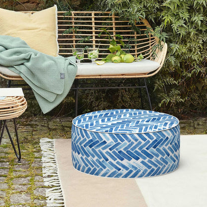 LVTXIII Indoor/Outdoor Inflatable Ottoman, All Weather Round Footrest Stool D21”x H9”, Portable for
