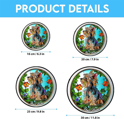 Customized Yorkie Stained Glass Suncather Window Hangings, Suncatchers Glass Panel Sun Catchers