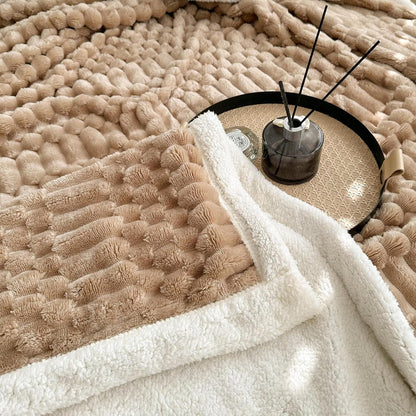 UKELER Sherpa Throw Blanket 60 × 80 inch, 470 GSM Striped Sherpa Fleece Blanket for All Season
