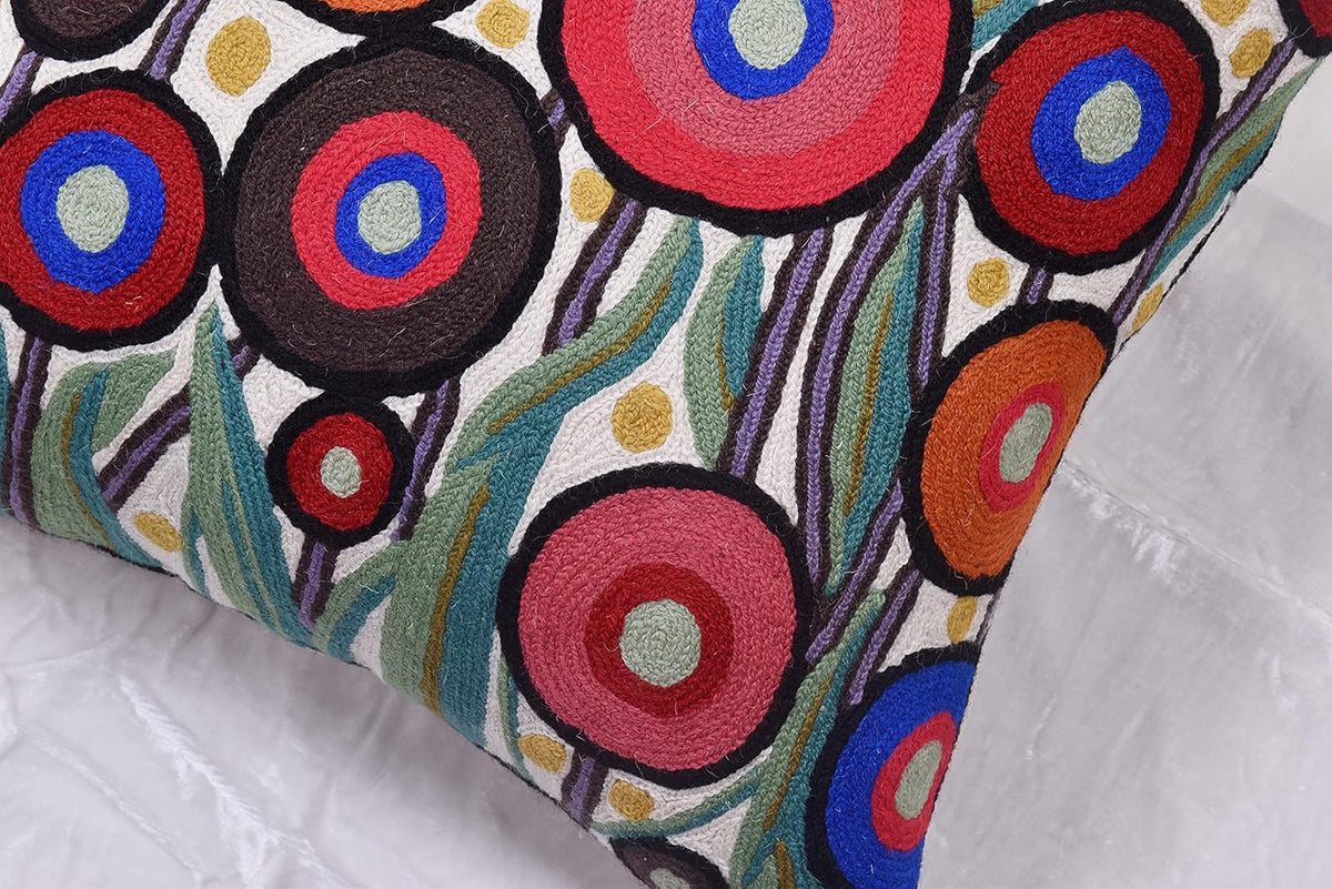 Floral Poppy Pillow Cover White Red Floral Outdoor Pillowcase Suzani Accent Chair Cushion Flower