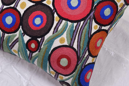 Floral Poppy Pillow Cover White Red Floral Outdoor Pillowcase Suzani Accent Chair Cushion Flower