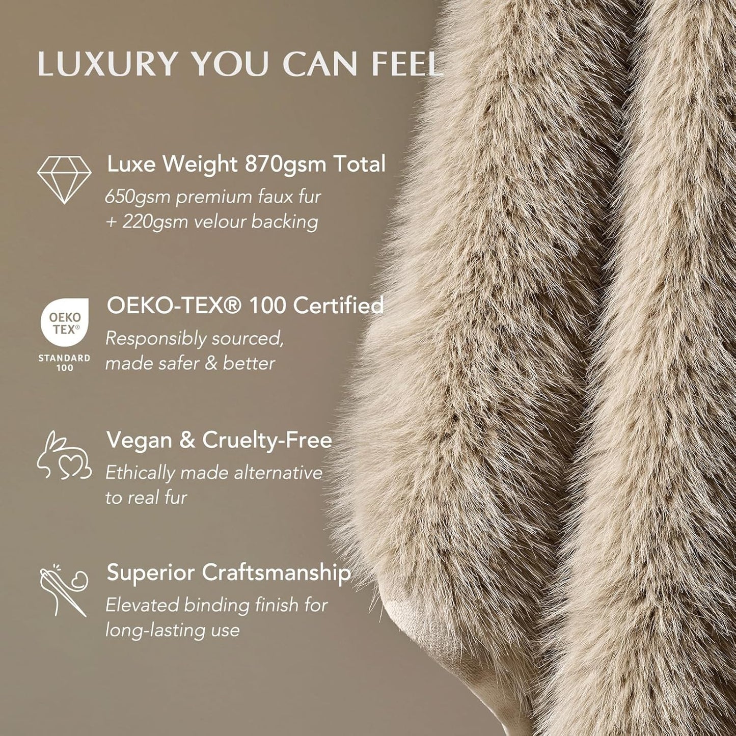 Luxury Faux Fur Throw Blanket, Soft Fluffy Faux Mink Blankets for Bed, Couch, Sofa, Thick Cozy
