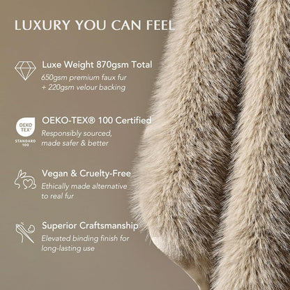 Luxury Faux Fur Throw Blanket, Soft Fluffy Faux Mink Blankets for Bed, Couch, Sofa, Thick Cozy
