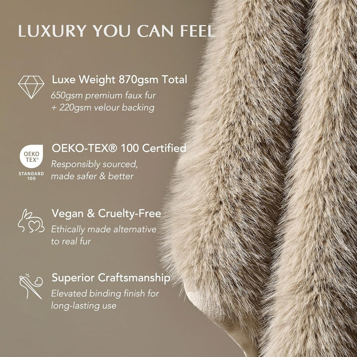 Luxury Faux Fur Throw Blanket, Soft Fluffy Faux Mink Blankets for Bed, Couch, Sofa, Thick Cozy