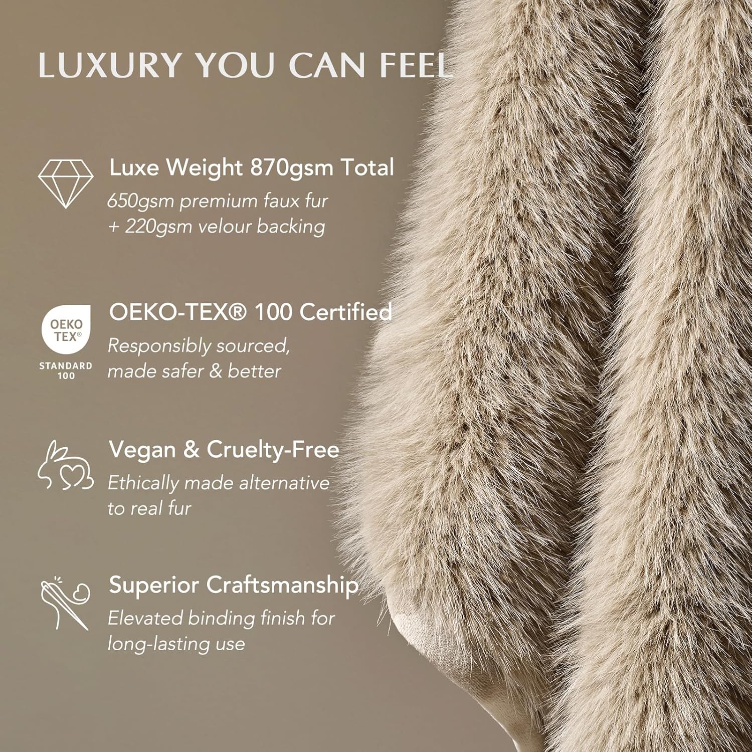 Luxury Faux Fur Throw Blanket, Soft Fluffy Faux Mink Blankets for Bed, Couch, Sofa, Thick Cozy